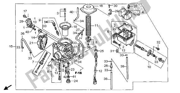 Todas las partes para Carburador de Honda TRX 350 FE Fourtrax Rancher 4X4 ES 2002