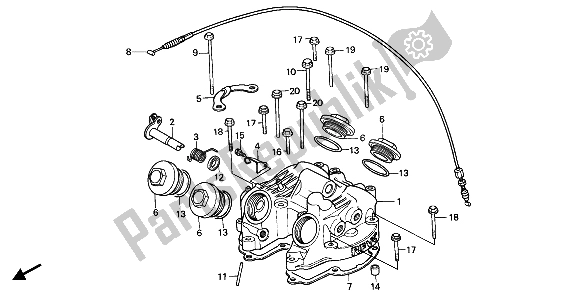 All parts for the Cylinder Head Cover of the Honda XR 600R 1988