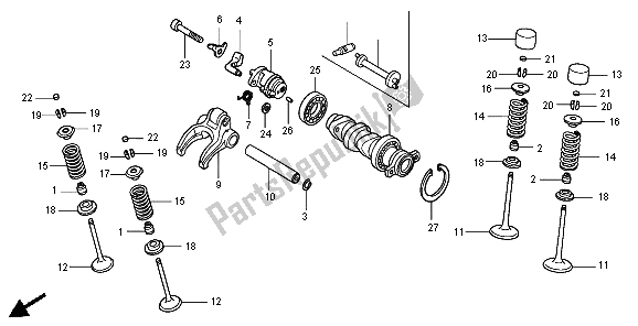 Todas las partes para árbol De Levas Y Válvula de Honda CRF 450R 2004