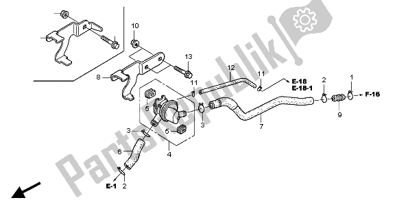 All parts for the Air Injection Control Valve of the Honda CBF 250 2004
