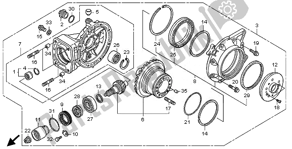 All parts for the Final Driven Gear of the Honda GL 1800 2010