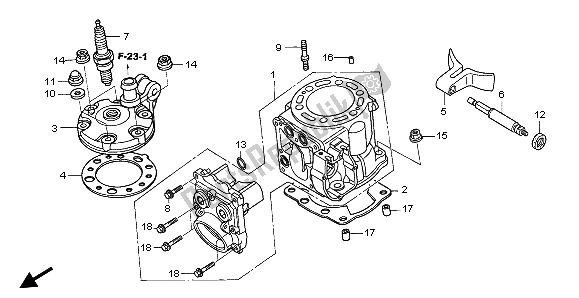 All parts for the Cylinder & Cylinder Head of the Honda CR 250R 2007