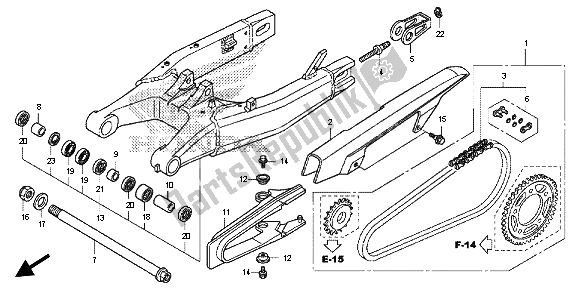 All parts for the Swingarm of the Honda CB 600F Hornet 2013