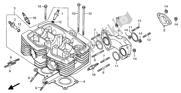 All parts for the Cylinder Head of the Honda CA 125 1995