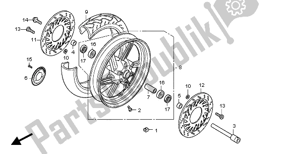 All parts for the Front Wheel of the Honda CBF 600 SA 2005