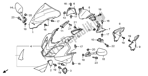 Tutte le parti per il Cappuccio Superiore del Honda VFR 800A 2007