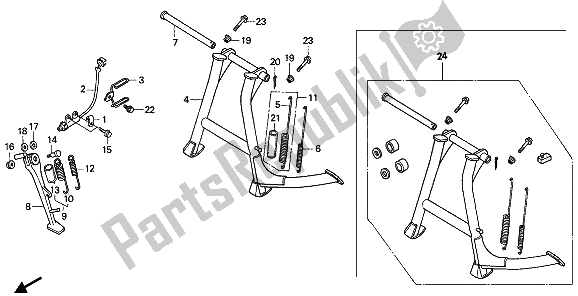 All parts for the Stand of the Honda NTV 650 1993