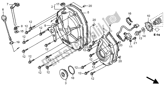 All parts for the Clutch Cover of the Honda CBF 600N 2004