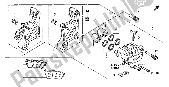 All parts for the Rear Brake Caliper of the Honda NT 700V 2009