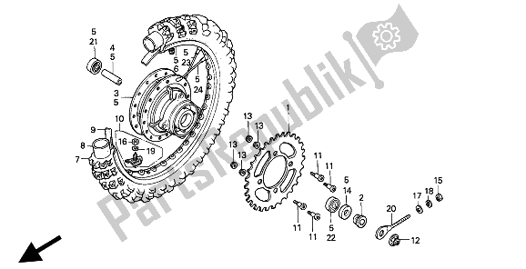 Toutes les pièces pour le Roue Arrière du Honda XR 80R 1993