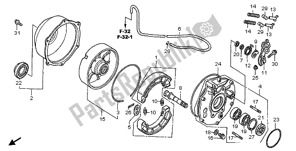 Tutte le parti per il Pannello Freno Posteriore del Honda TRX 500 FA Fourtrax Foreman 2003