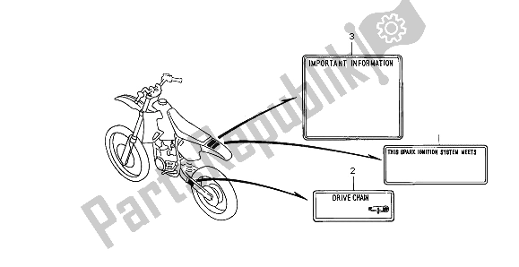 Todas as partes de Etiqueta De Cuidado do Honda CR 80 RB LW 2001