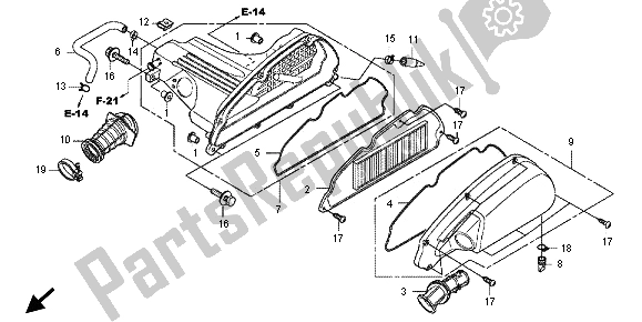 All parts for the Air Cleaner of the Honda SH 300R 2012