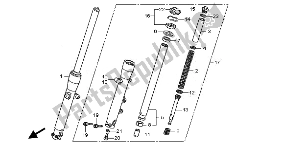 Alle onderdelen voor de Voorvork van de Honda VT 750S 2011