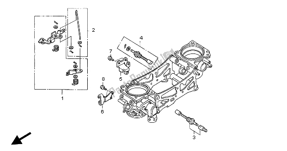 All parts for the Throttle Body (component Parts) of the Honda VTR 1000 SP 2004