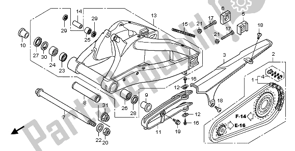 Alle onderdelen voor de Achterbrug van de Honda CBR 1000 RR 2009