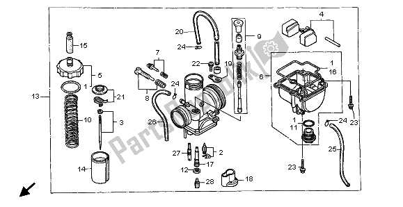 All parts for the Carburetor of the Honda CR 80 RB LW 1999