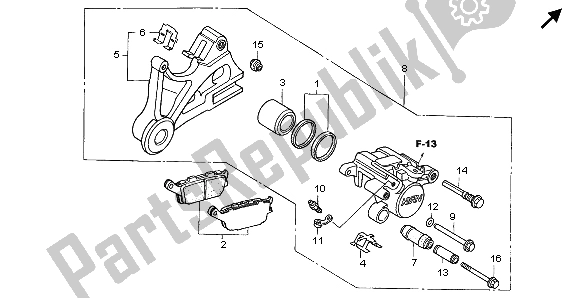Wszystkie części do Zacisk Hamulca Tylnego Honda CBF 1000 2007