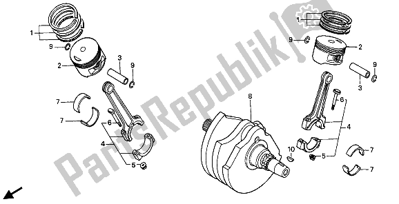 All parts for the Crankshaft - Piston of the Honda XRV 750 Africa Twin 1994