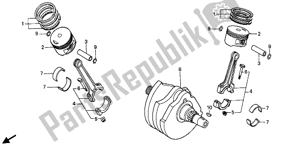Tutte le parti per il Albero Motore - Pistone del Honda XRV 750 Africa Twin 1994