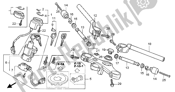 Alle onderdelen voor de Handvatpijp & Hoogste Brug van de Honda CBR 600F 2003