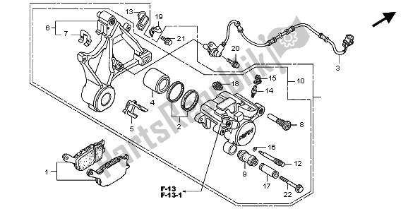 Wszystkie części do Zacisk Hamulca Tylnego Honda CB 1300A 2008