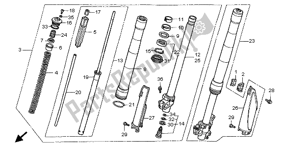 Todas las partes para Tenedor Frontal de Honda CR 125R 1999