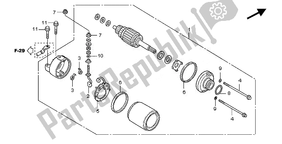 All parts for the Starting Motor of the Honda CBF 1000 TA 2010