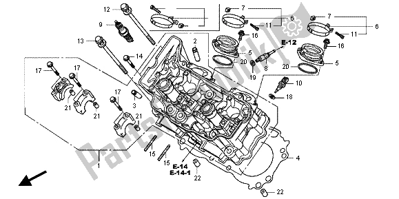 All parts for the Cylinder Head (front) of the Honda VFR 1200F 2013