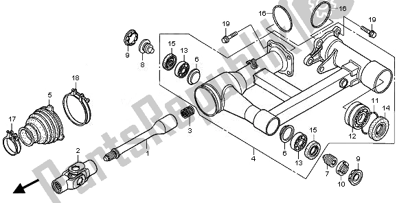 All parts for the Swingarm of the Honda TRX 250 EX 2008