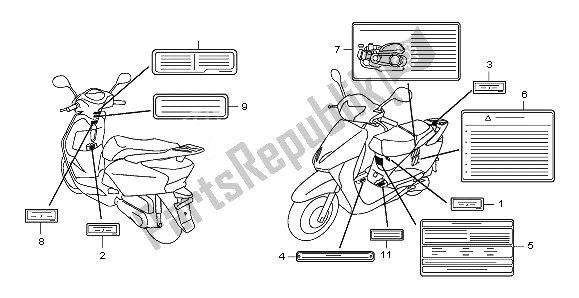 All parts for the Caution Label of the Honda NHX 110 WH 2008