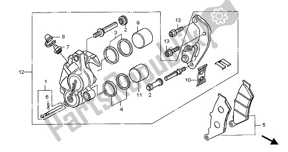 Alle onderdelen voor de Remklauw Voor van de Honda CB 500S 2002