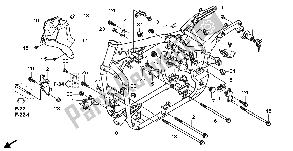 All parts for the Frame Body of the Honda VT 750C 2009