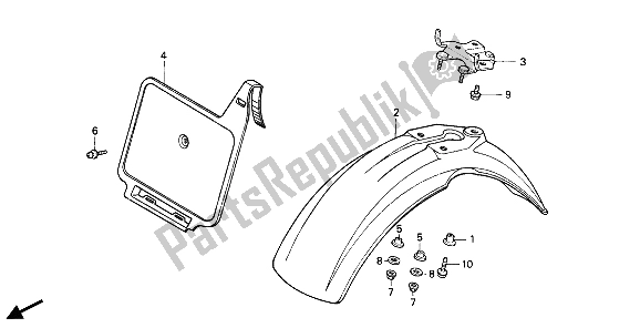 All parts for the Front Fender & Front Number Plate of the Honda XR 80R 1990