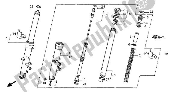 Todas las partes para Tenedor Frontal de Honda CBR 600F 2003