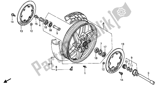 Tutte le parti per il Ruota Anteriore del Honda CBR 600F 1988