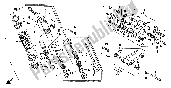 All parts for the Rear Cushion of the Honda CR 125R 1999