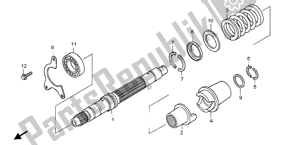 All parts for the Primary Shaft of the Honda ST 1100A 1998