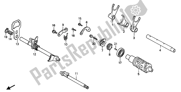 Toutes les pièces pour le Tambour De Changement De Vitesse du Honda PC 800 1990