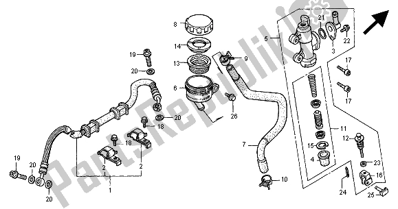 All parts for the Rear Brake Master Cylinder of the Honda CB 600F2 Hornet 2000