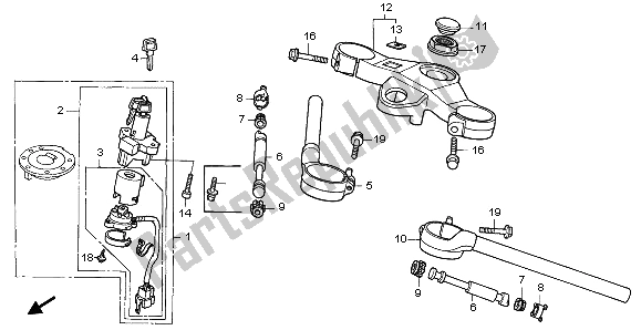 All parts for the Handle Pipe & Top Bridge of the Honda RVF 750R 1996