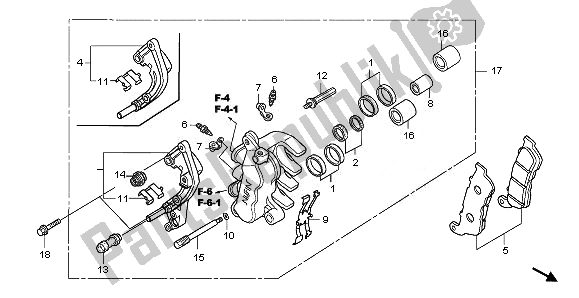 All parts for the Front Brake Caliper of the Honda NSS 250S 2010