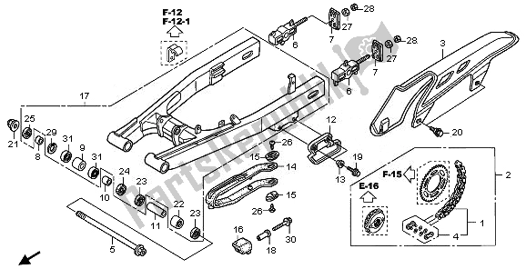 All parts for the Swingarm of the Honda XL 700V Transalp 2008