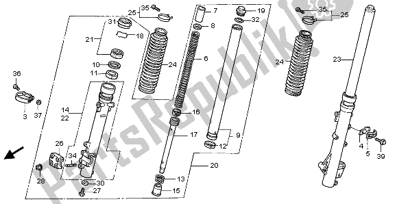 Toutes les pièces pour le Fourche Avant du Honda NX 650 1998