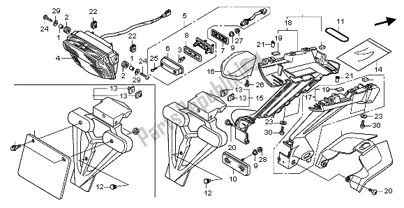 All parts for the Taillight of the Honda CBR 1000 RA 2009