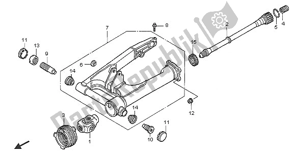 Alle onderdelen voor de Achterbrug van de Honda NT 650V 2005