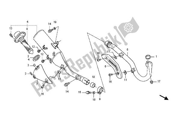 All parts for the Exhaust Muffler of the Honda CRF 450X 2012