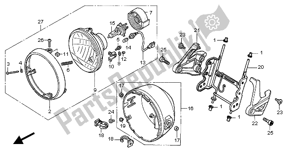 All parts for the Headlight (eu) of the Honda CB 900F Hornet 2004
