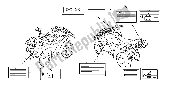 Todas as partes de Etiqueta De Cuidado do Honda TRX 420 FE Fourtrax Rancher 4X4 ES 2011