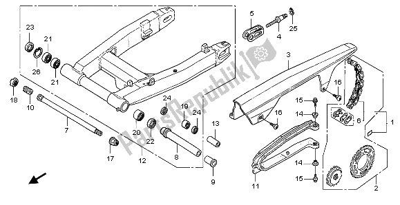 All parts for the Swingarm of the Honda CBR 1100 XX 1997